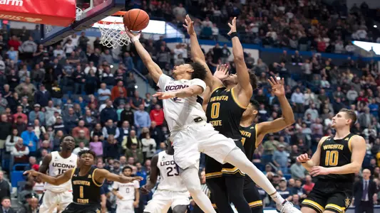 James Bouknight shoots a layup against Wichita State
