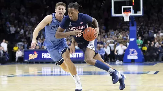 Brendan Adams drives to the hoop against Villanova