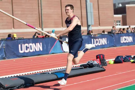Devon McShane gets ready to pole vault