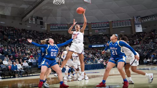 Olivia Nelson-Ododa shoots from the paint versus Tulsa