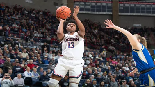 Christyn Williams shoots in a game against Tulsa