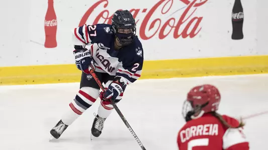 Morgan Wabick skates against BU on December 11, 2020.