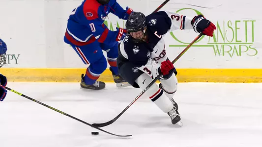 Adam Karashik skates against UMass Lowell on December 21, 2020.