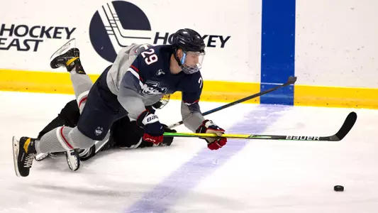 Kale Howarth fights for possession against Providence on December 28, 2020.