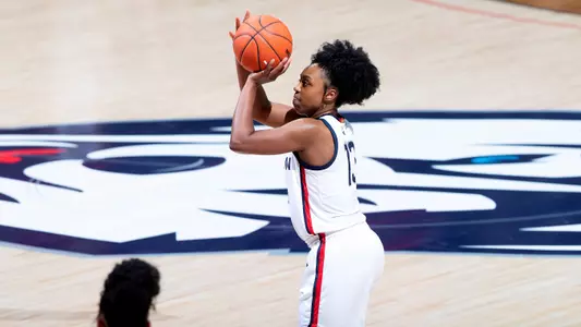 Christyn Williams takes a shot against DePaul on December 29, 2020.