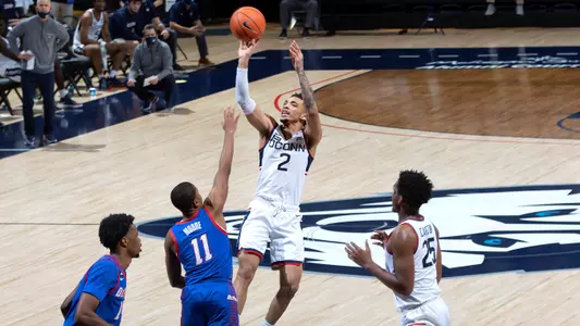 James Bouknight attempts a shot against DePaul on December 30, 2020.