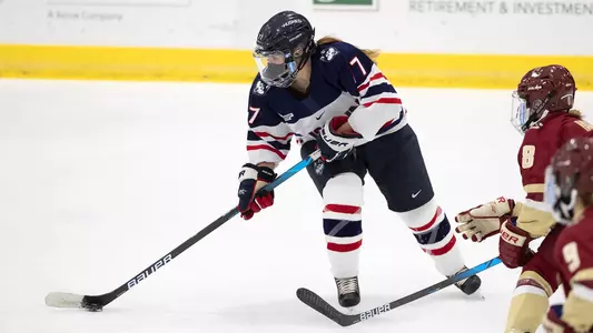 Amy Landry controls the puck against BC on December 4 in Storrs.