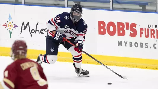 Kathryn Stockdale looks for an open teammate against BC on December 4.
