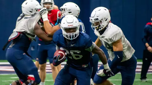 Nathan Carter during 2020 spring practice