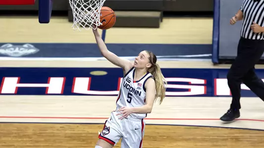 Paige Buckers lays it in vs Providence on January 9, 2021.
