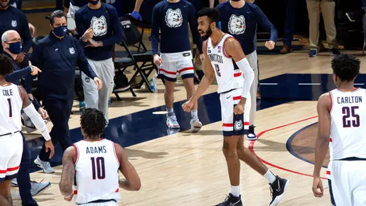 Tyler Polley celebrates during UConn's game against St. John's on January 18, 2021.