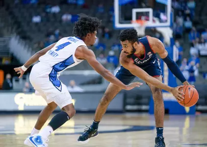 Tyler Polley guarded by a defender against Creighton on January 23, 2021
