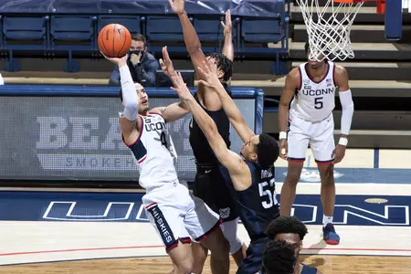 Tyrese Martin puts up the shot in the game against Butler on January 26th at Gampel Pavilion