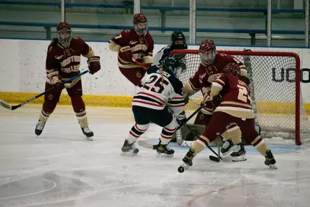 Jada Habisch takes a shot from point-blank against BC on January 31, 2021.