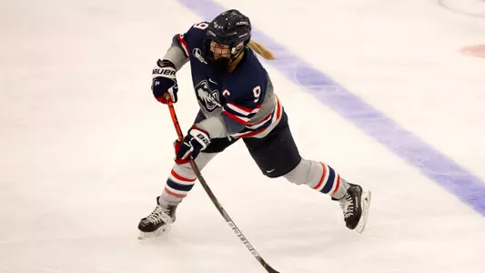 Natalie Snodgrass takes a shot against Vermont on January 8, 2021.