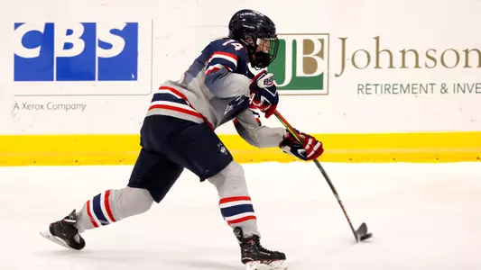 Emily Reid takes a shot against Vermont on January 8, 2021.
