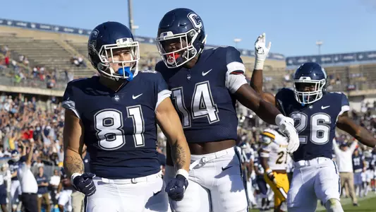 Jay Rose, Elijah Jeffreys and Nate Carter celebrate