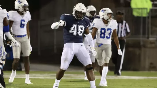Kevon Jones celebrates after making a play against MTSU on October 22.