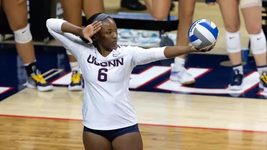 Kennadie Jake-Turner about to serve the ball