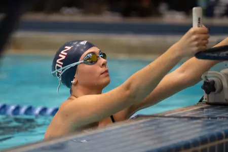 Swimmer gets set to begin the race