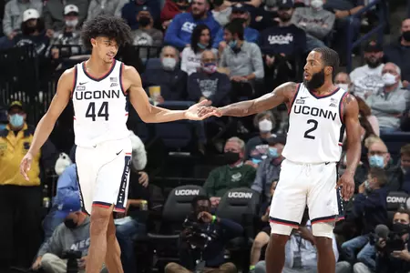 Andre Jackson and RJ Cole during the game against CCSU on November 9, 2021