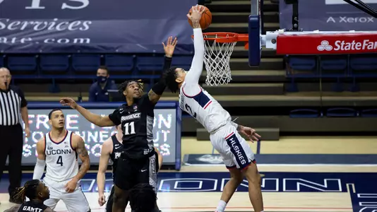 James Bouknight slams one home against Providence on February 16, 2021.