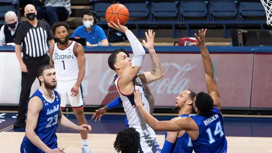 Tyrese Martin shoots a floater against Seton Hall on February 6, 2021.