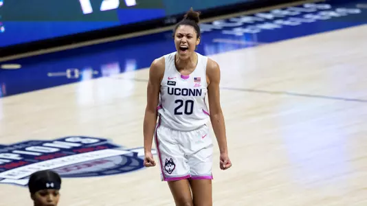 Olivia Nelson-Ododa celebrates against South Carolina on February 8, 2021.