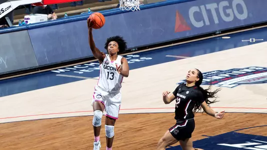 Christyn Williams drives to the basket against South Carolina on February 8, 2021.