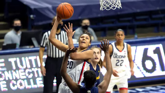 Olivia Nelson-Ododa takes a shot against Marquette on March 1, 2021.
