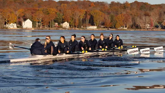 the women's rowing team during a 2021 fall practice