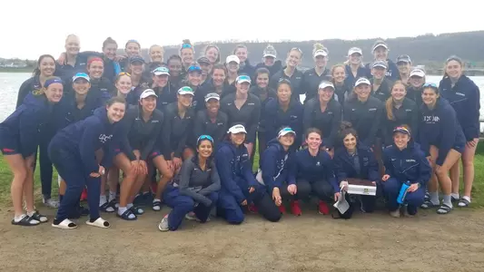 The women's rowing team after competing