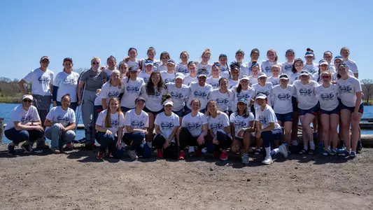 The women's rowing team after competing at Sacred Heart