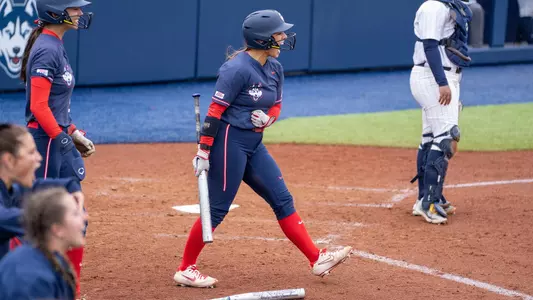 Olivia Sappington celebrating after UConn scoring