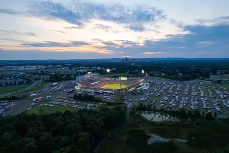 Aerial shot of Rentschler Field at kickoff