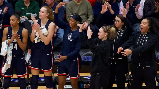 WBB bench at Seton Hall