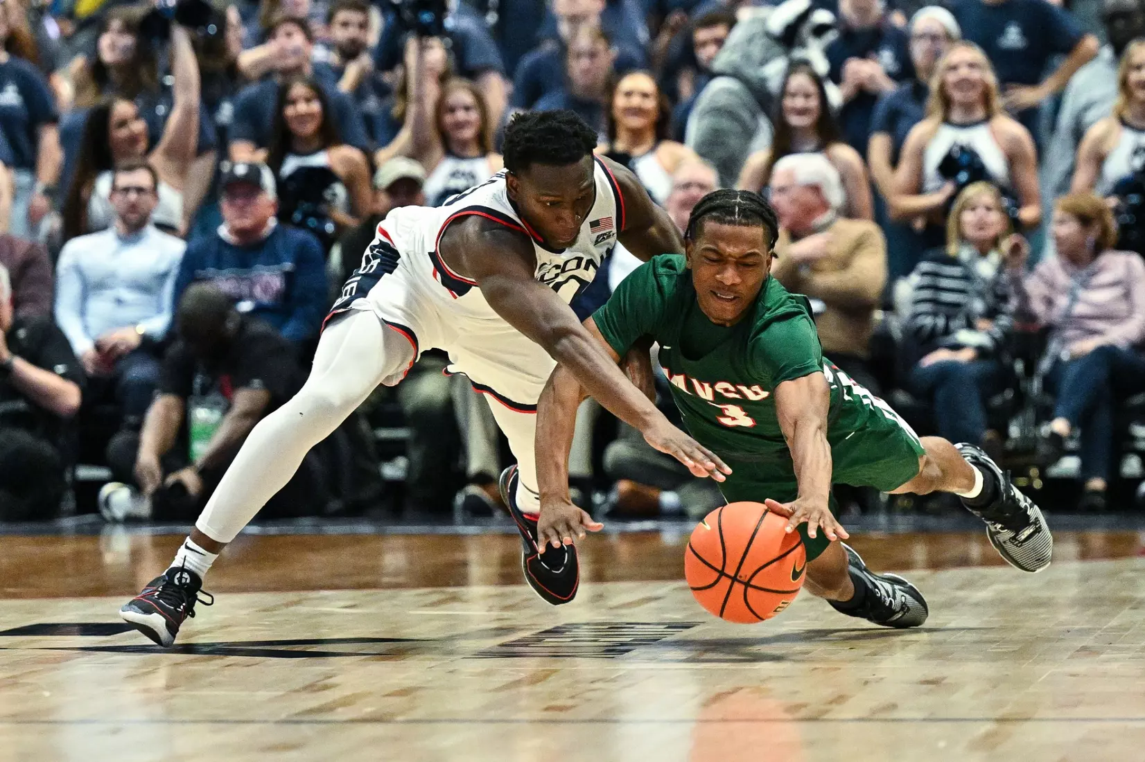 Hassan Diarra reaches for the ball during the Mississippi Valley State at the XL Center.