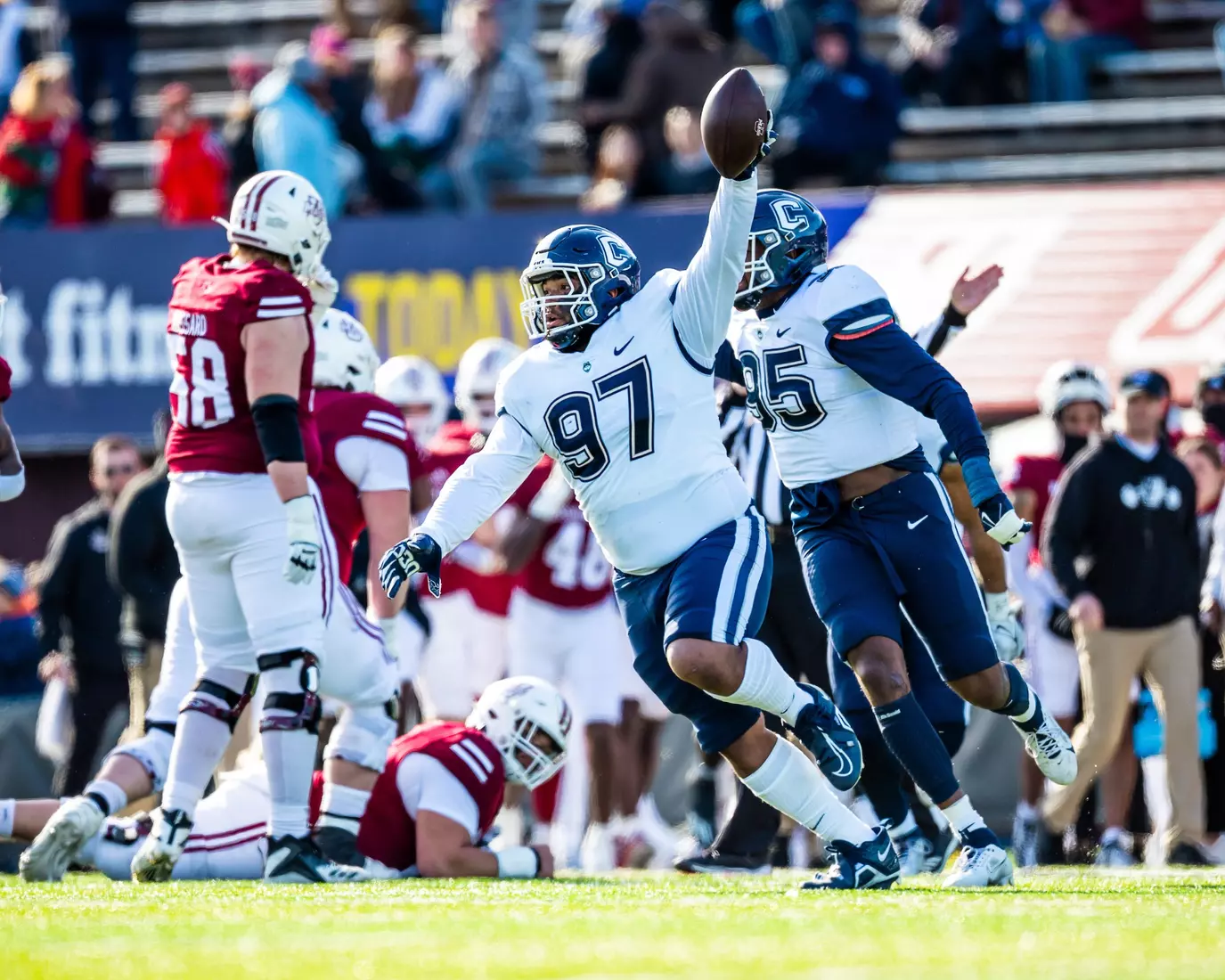 Jelani Stafford celebrates at UMass.