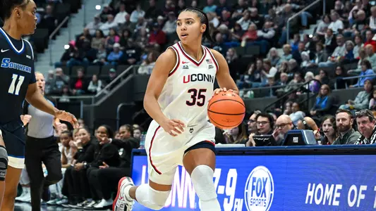 HARTFORD, Conn - October 26 - Azzi Fudd #35 of the UConn Huskies against the Southern Connecticut State University Owls at PeoplesBank Arena in Hartford, CT. 
Photo by Simon Asher