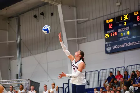 October, 4, 2025; Storrs, Connecticut; during a Big East matchup between St. John's and UConn. The Huskies won 3-1 over the Red Storm. Photo by Brian Foley for Clarus Multimedia