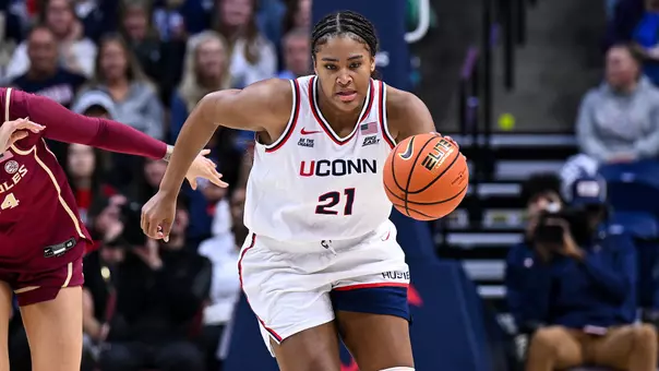 STORRS, Conn - November 9 - Sarah Strong #21 of the UConn Huskies during the game against the Florida State Seminoles at Harry A. Gampel Pavilion in Storrs, CT.
Photo by Simon Asher