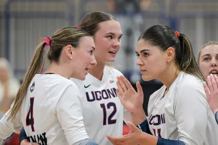 STORRS, CT - September 04, 2025 - University of Connecticut Volleyball plays South Dakota University at the UConn Volleyball Center in Storrs, CT. Photo By Simon Asher