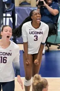 STORRS, CT - September 04, 2025 - University of Connecticut Volleyball plays South Dakota University at the UConn Volleyball Center in Storrs, CT. Photo By Simon Asher