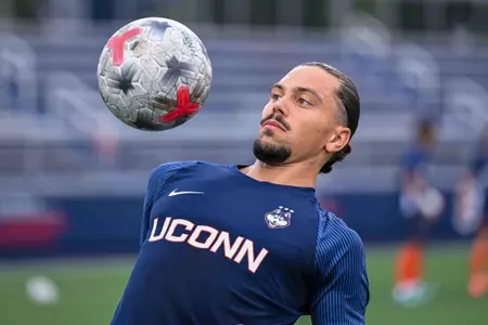 Storrs, Connecticut - AUGUST 20: Johan Hamel #22 in the game between the UConn Huskies and the Syracuse Orange on August 20, 2026 in Storrs, Connecticut. (Photo by Simon Asher/UConn Athletics/University Images via Getty Images)