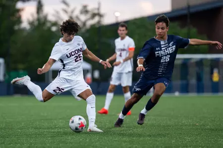 STORRS, CONNECTICUT - September 06 - Mateo DePinho #25 of the UConn Huskies in the game against the Fisher College Falcons at the Joseph J. Morrone Stadium at Rizza Performance Center on September 06 in Storrs, Connecticut.
Photo by Simon Asher