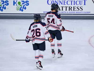 STORRS, CONNECTICUT - OCTOBER 02 - UConn Women's Hockey against the Clarkson University Golden Knights at the Toscano Family Ice Forum in Storrs, Connecticut.
Photo by Maggie Callahan