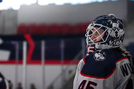 STORRS, CONNECTICUT - SEPTEMBER 19 - UConn Women's Hockey against the Quinnipiac University Bobcats at the Toscano Family Ice Forum in Storrs, Connecticut.
Photo by Maggie Callahan