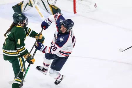 STORRS, CONNECTICUT - OCTOBER 2, 2026 - Laurie Aubin against the CLARKSON UNIVERSITY GOLDEN KNIGHTS at the Toscano Family Ice Forum in Storrs, Connecticut.
Photo by Madison Hendricks