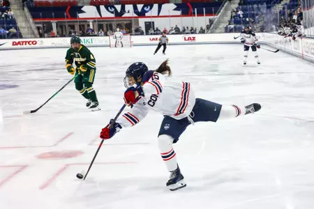 STORRS, CONNECTICUT - OCTOBER 2, 2026 - *Leila Ricciuti* against the CLARKSON UNIVERSITY GOLDEN KNIGHTS at the Toscano Family Ice Forum in Storrs, Connecticut.
Photo by Madison Hendricks