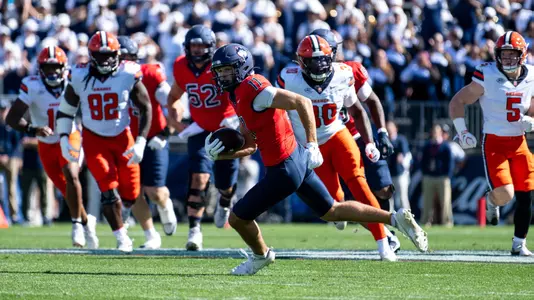 EAST HARTFORD, CONNECTICUT - October 03 - UConn Huskies Ryder Treadway #11 in the game against the Syracuse Orange at Pratt & Whitney Stadium at Rentschler Field on October 03 in East Hartford, Connecticut.
Photo by Simon Asher